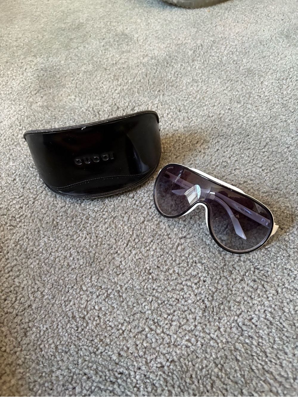 Vintage Gucci Shield Sunglasses in White and Black